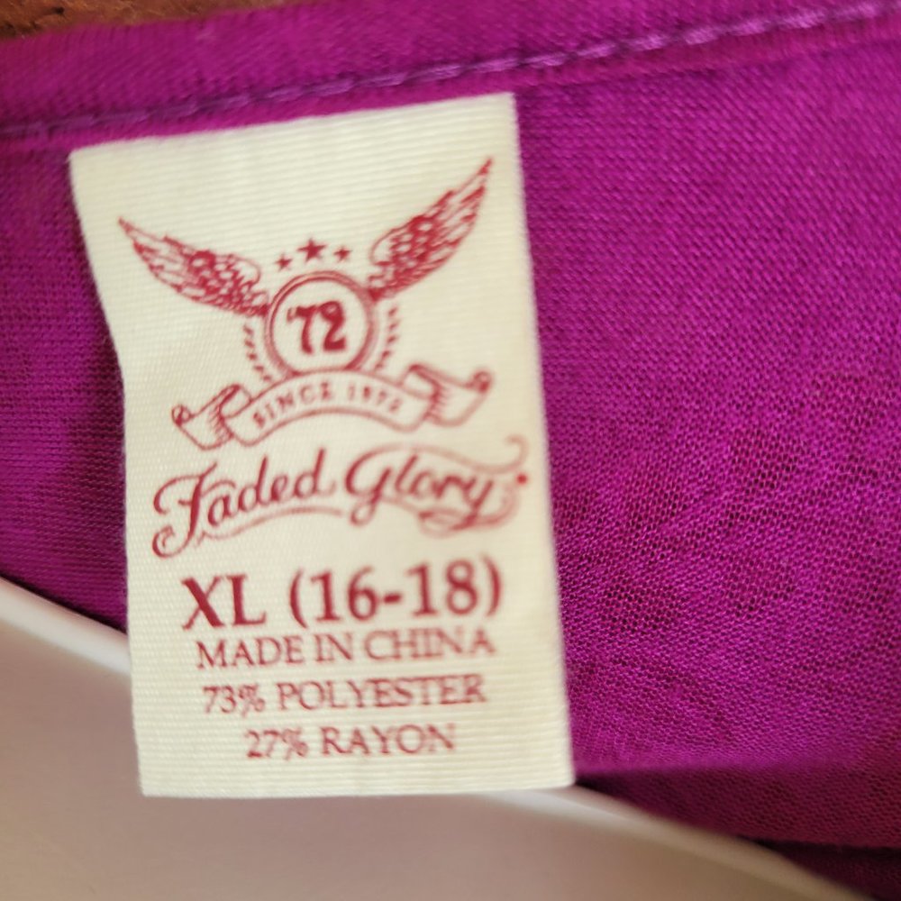 Faded Glory Women’s XL 16-18 Purple Layered Ruffle Short Sleeve Top. #150 - Picture 3 of 3